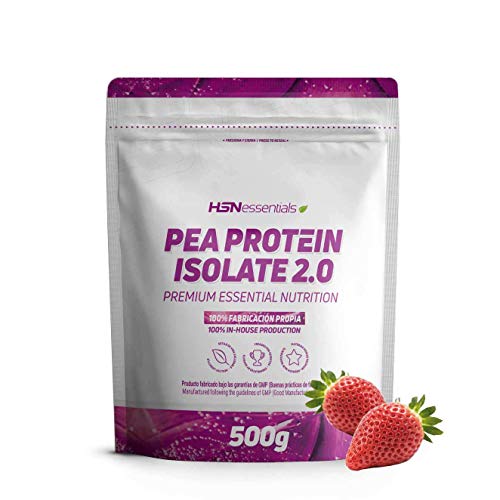 Proteína de Guisante Aislada de HSN | Vegan Protein | Pea Protein Isolate | Edulcorada con Estevia | Vegano, Sin Lactosa, Sin Gluten, Sin Azúcar, Sin Soja, En Polvo, Sabor Fresa, 500 gr