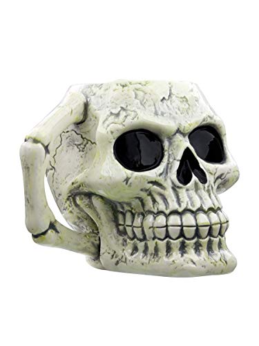Puckator MUG217 - Taza (cerámica, 12,5 x 12,5 x 10,5 cm), diseño de calavera, color marfil y negro