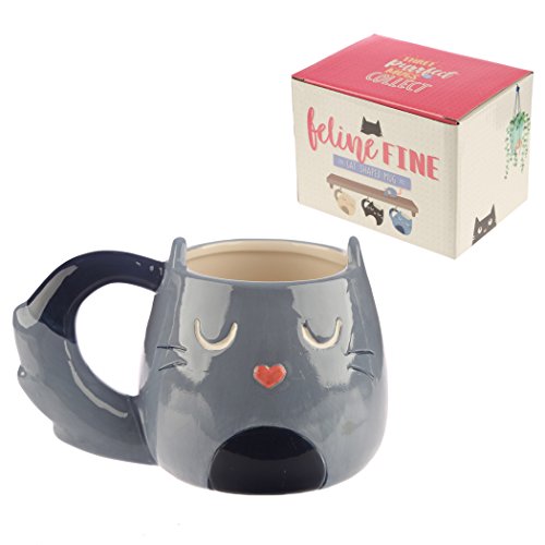 Puckator - Taza, diseño de gatito, color gris