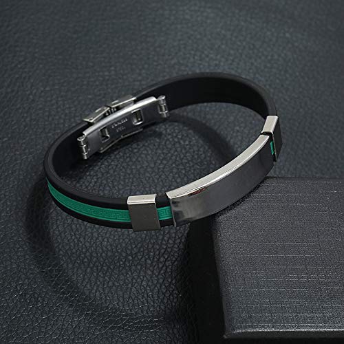 Pulsera Accesorios De Acero Inoxidable De Acero De Titanio Pulsera De Encanto Brazalete De Silicona Hombres Joyería De Regalo De Moda Verde