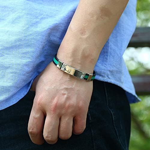 Pulsera Accesorios De Acero Inoxidable De Acero De Titanio Pulsera De Encanto Brazalete De Silicona Hombres Joyería De Regalo De Moda Verde