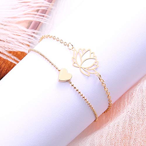 Pulsera Nuevo Simple Personalidad Femenina Hollow Lotus Gold Bracelets Christmas Bangle Gift para Mujeres Regalo De Joyería