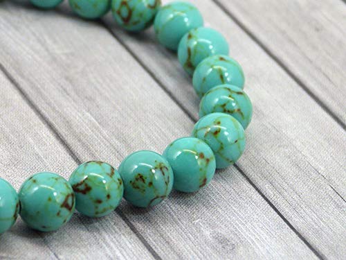 Pulsera para los hombres en las perlas de la turquesa reconstituida y de la perla de los ojos de tigre