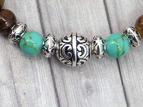 Pulsera para los hombres en las perlas de los ojos de tigre y de la perla de la turquesa reconstituida