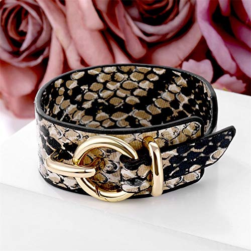 Pulsera Pulsera De Cuero De Serpiente para Mujeres Hombres Encanto Metal Bloqueo Pulseras Brazaletes Coreanos Fiesta Joyería