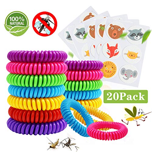 Pulsera Repelente de Mosquitos 15 Pcs y Pegatinas Antimosquitos 5 Piezas, Set de Repelentes de Insectos para Niños y Adultos, Familia, Camping, Viajes y Actividades al Aire Libre