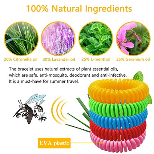 Pulsera Repelente de Mosquitos 15 Pcs y Pegatinas Antimosquitos 5 Piezas, Set de Repelentes de Insectos para Niños y Adultos, Familia, Camping, Viajes y Actividades al Aire Libre