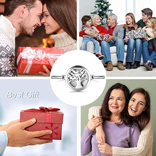 Pulseras de Aromaterapia La aromaterapia 30mm pulsera Árbol de la Vida con patrón 5pcs pads de aceite regulable pulsera Aceite esencial difusor brazalete for chicas, mujeres, novia del regalo del día