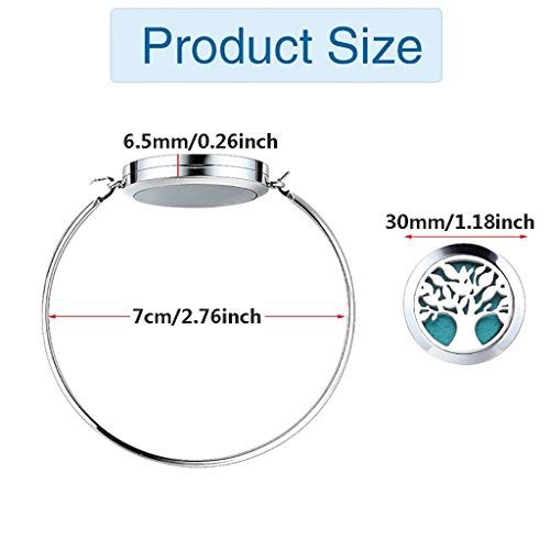 Pulseras de Aromaterapia La aromaterapia 30mm pulsera Árbol de la Vida con patrón 5pcs pads de aceite regulable pulsera Aceite esencial difusor brazalete for chicas, mujeres, novia del regalo del día