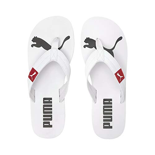 PUMA Cozy Flip, Zapatos de Playa y Piscina Unisex-Adulto, Blanco White/High Risk Red 06, 44.5 EU