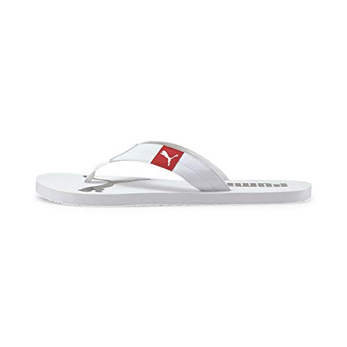 PUMA Cozy Flip, Zapatos de Playa y Piscina Unisex-Adulto, Blanco White/High Risk Red 06, 44.5 EU
