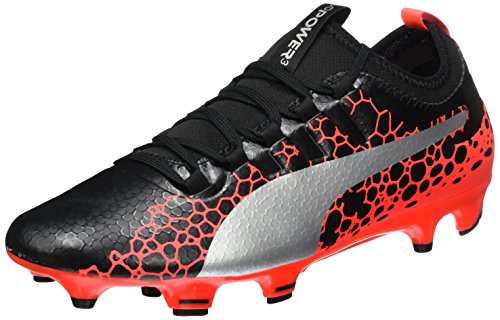 Puma Evopower Vigor 3 Graphic FG, Zapatillas de Fútbol para Hombre, Negro (Black-Silver-Fiery Coral), 44.5 EU