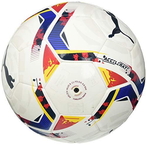 PUMA LaLiga 1 Accelerate MS Ball Balón de Fútbol, Unisex-Adult, White-Multi Colour, 5