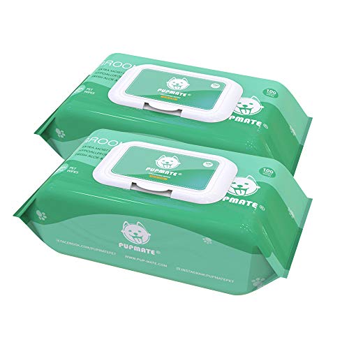PUPMATE Toallitas de Cuidado para Mascotas, 200 Extra Húmedas y Gruesas, desodorizantes e hipoalergénicas, toallitas para Perros y Gatos