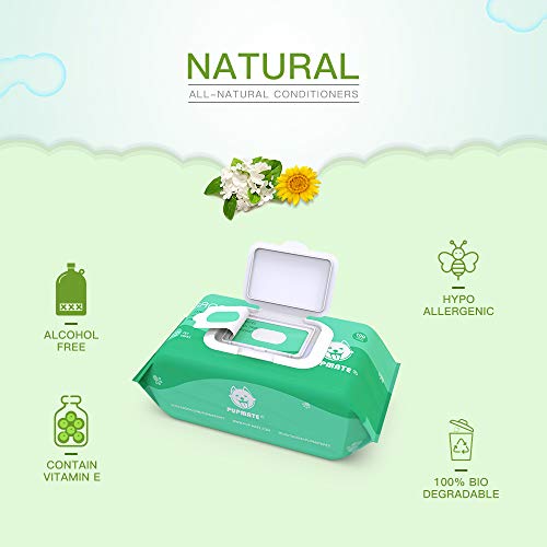 PUPMATE Toallitas de Cuidado para Mascotas, 200 Extra Húmedas y Gruesas, desodorizantes e hipoalergénicas, toallitas para Perros y Gatos