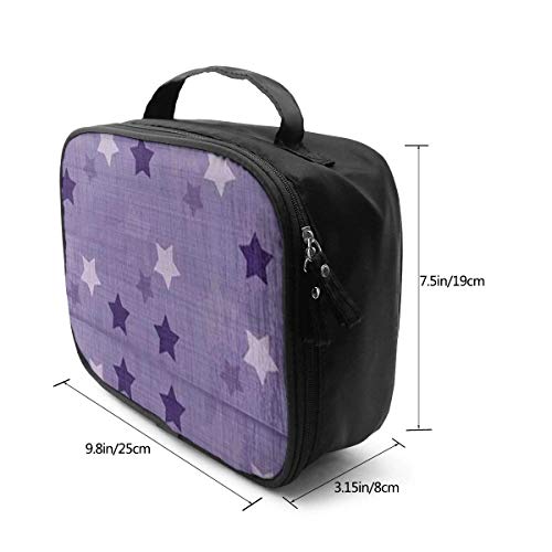 Purple Stars Strawberry Cosmética portátil Bolsa de Viaje Bolsa de Maquillaje de Viaje Impermeable Colgante Organizador Bolsa para Mujer Chica