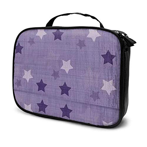 Purple Stars Strawberry Cosmética portátil Bolsa de Viaje Bolsa de Maquillaje de Viaje Impermeable Colgante Organizador Bolsa para Mujer Chica