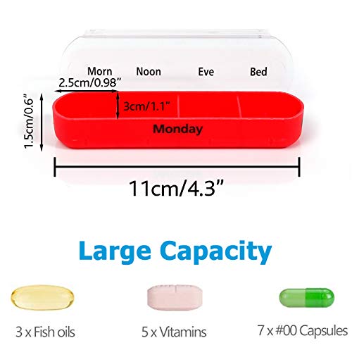 PuTwo Pastillero 7 días 28 compartimentos Pastillero Organizador Semanal Plástico con Estuche de Cuero Dispensador de Medicamentos Grande Medicamentos Organizador Dosificador de Medicamentos - Negro