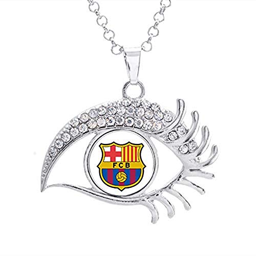 pyongjie 16Mm Inter Liverpool Madrid Juventus FC Barcelona Equipo Foto Botón a presión de Cristal Collar con Forma de Cristal Blanco