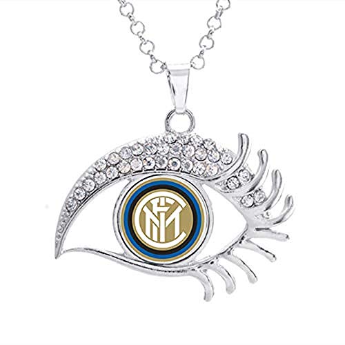 pyongjie 16Mm Inter Liverpool Madrid Juventus FC Barcelona Equipo Foto Botón a presión de Cristal Collar con Forma de Cristal Blanco