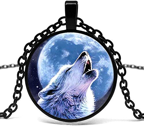 pyongjie Collar de Hombre    Timber Wolf Moon Starry Pattern Collar de Vidrio cóncavo   Hombres y Mujeres Usan Collares