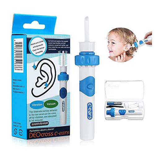 Q-Grips Cera Oidos,Limpiador de Oídos,Limpia Cera Oidos,Herramienta de Eliminación de Cerumen Eléctrica, Suave y Flexible con 2 Puntas Lavables, Adecuada para Hombres, Mujeres y Niños