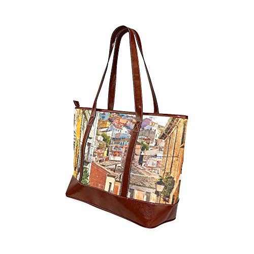 QIAOLII Coloridos edificios de las calles de España Cuenca Town Llevar bolso de hombro Bolso para niñas Bolsos de mujer impresos de gran capacidad con cremallera Asa superior