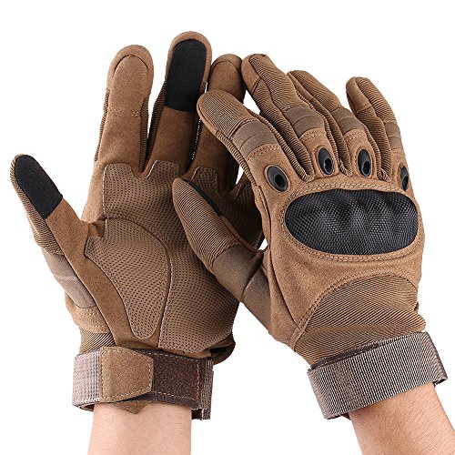 Qiilu Guantes de moto de dedo de invierno completo Deportes al aire libre de carreras Guantes de engranaje de protección Motocross(M-amarillo del desierto)