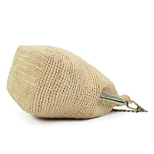 Qiming Bolso De Paja Tejida En Rattan Todo-fósforo Tejidas a Mano de la Manera Diagonal de Paja Tejida Bolsa de Mar País Bolso Estilo Tejiendo Paja (Color : True Color, Size : S)