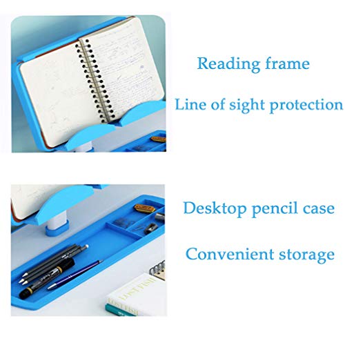 QINGMM Escritorio para niños Ajustable en Altura, Escritorio de Escritura para Estudiantes de Escuela de diseño ergonómico, con luz LED, Soporte de Lectura, Corrector de Postura sentada,70x46cm