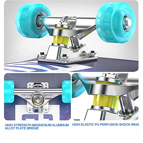 Qinmo Estándar monopatines, Monopatín - 31" x 8" Monopatín Completas - Patinetas Doble Patada for Adultos de 8 Capas de Arce Canadiense Trucos de Madera Monopatín (Color : 1)