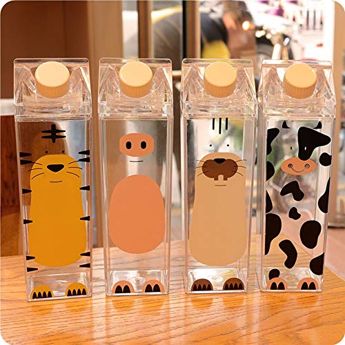 Qiong YaoTIAN Botellas 500 ml Cute Cartoon Bpa Free Creative Frasco de Cadera Deportes Botella al Aire Libre Animal Vaca Cerdo Plástico Mis Botellas de Agua Tiger Hervidor de Leche