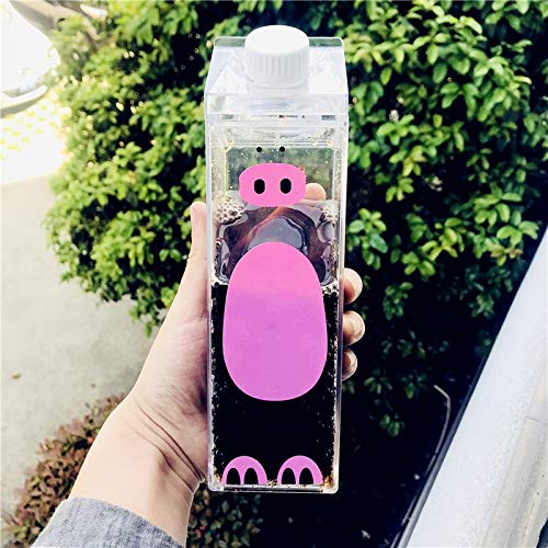 Qiong YaoTIAN Botellas 500 ml Cute Cartoon Bpa Free Creative Frasco de Cadera Deportes Botella al Aire Libre Animal Vaca Cerdo Plástico Mis Botellas de Agua Tiger Hervidor de Leche