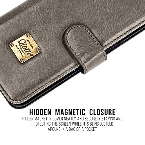 QIOTTI – Funda Galaxy S8 I RFID NFC protección I Carcasa Plegable, Cartera Ranuras para Tarjeta y Biletes, Cierre Magnético, Faux Cuero - Gris
