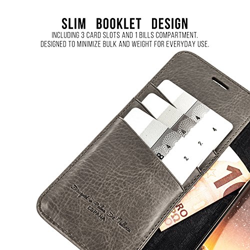 QIOTTI – Funda Galaxy S8 I RFID NFC protección I Carcasa Plegable, Cartera Ranuras para Tarjeta y Biletes, Cierre Magnético, Faux Cuero - Gris