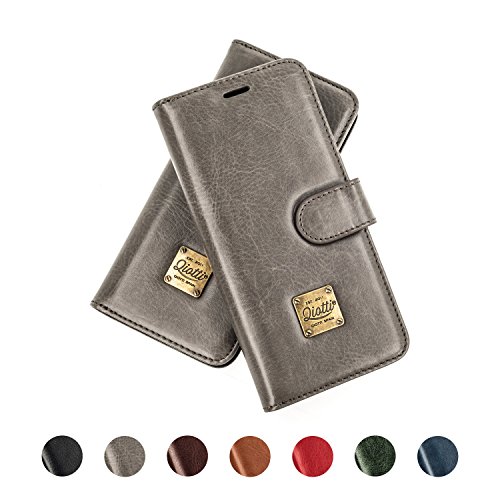 QIOTTI – Funda Galaxy S8 I RFID NFC protección I Carcasa Plegable, Cartera Ranuras para Tarjeta y Biletes, Cierre Magnético, Faux Cuero - Gris