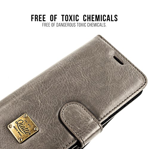 QIOTTI – Funda Galaxy S8 I RFID NFC protección I Carcasa Plegable, Cartera Ranuras para Tarjeta y Biletes, Cierre Magnético, Faux Cuero - Gris
