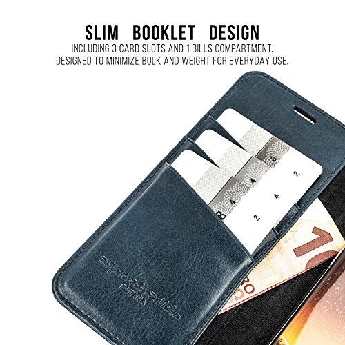 QIOTTI Samsung Galaxy S8 Plus / S8+ Funda, España Cartera con [ RFID NFC Protección Block ] [ Standfunction Películas ] [ 3 Ranuras para Tarjetas ] [ Cierre Magnético ] [ Eco-Faux Cuero ] (Azul)