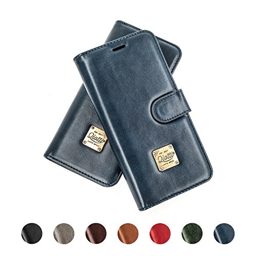 QIOTTI Samsung Galaxy S8 Plus / S8+ Funda, España Cartera con [ RFID NFC Protección Block ] [ Standfunction Películas ] [ 3 Ranuras para Tarjetas ] [ Cierre Magnético ] [ Eco-Faux Cuero ] (Azul)
