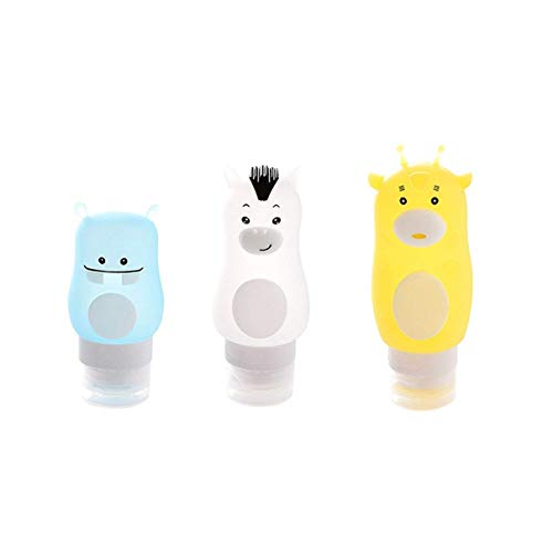 QLJ Embotellado de Silicona de Viaje Cosméticos de Dibujos Animados Lindos Botella vacía Botella de Gel de Ducha de champú de presión portátil - Azul
