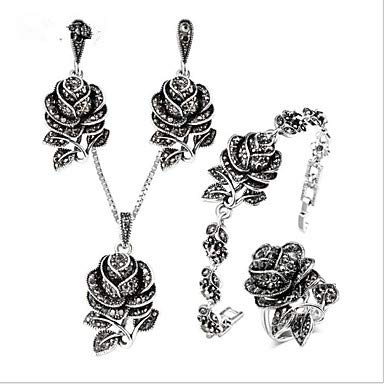 QLSchmuck AAA Xido cúbico de circonio Antiguo Collar Flores Titanio S295 Puros aretes de Plata Fiestas nocturnas Maquillaje Fiesta de Compromiso joyería, 8, Gray.