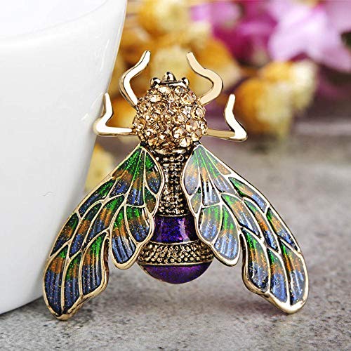 QSCVHU Mayor 55% de Descuento Forma de Abeja Colorida Esmalte Broche Insectos Cristalinos para Mujeres Kid Bufanda Suéter Abrigo Pasadores Joyería