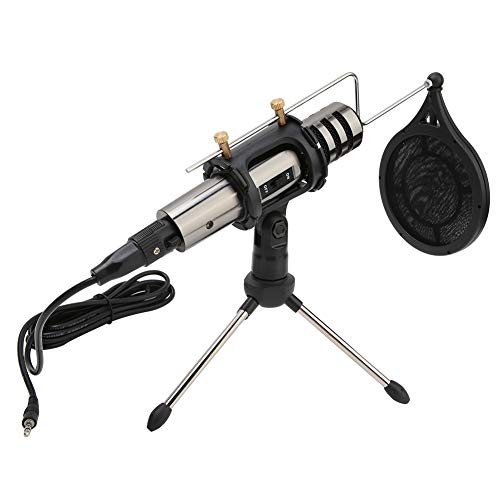 Queen.Y 3.Micrófono de Condensador de Radiodifusión de Estudio de Sonido de 5 Mm con Soporte Conjunto de Red Anti-Spray Micrófono de Grabación Ajustable Suspensión Soporte de Brazo de
