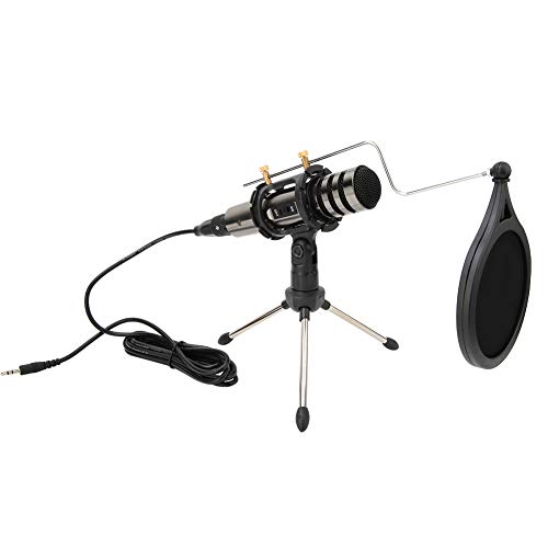 Queen.Y 3.Micrófono de Condensador de Radiodifusión de Estudio de Sonido de 5 Mm con Soporte Conjunto de Red Anti-Spray Micrófono de Grabación Ajustable Suspensión Soporte de Brazo de
