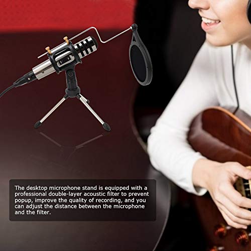 Queen.Y 3.Micrófono de Condensador de Radiodifusión de Estudio de Sonido de 5 Mm con Soporte Conjunto de Red Anti-Spray Micrófono de Grabación Ajustable Suspensión Soporte de Brazo de