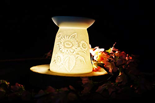 Quemador de cera de porcelana para celofán, ideal para derretir y medallones, apto para cualquier cera derretida, utiliza velas de té para derretir tus fragancias favoritas, impresionante imagen de luz brillante