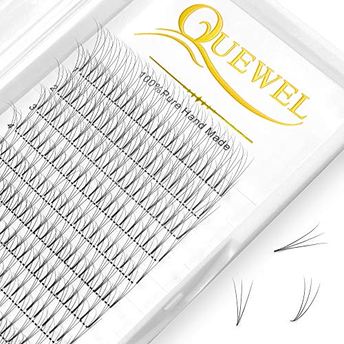 Quewel - Extensión de pestañas 3D de base corta para ventiladores de volumen ruso prefabricados