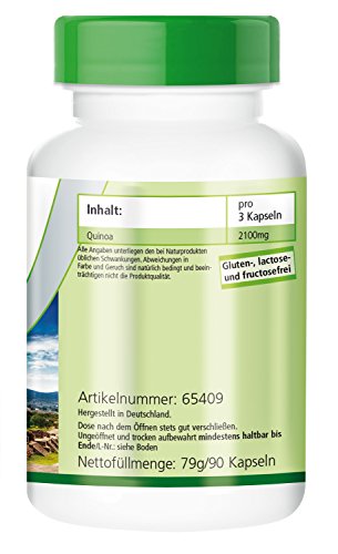 Quinoa 700mg - VEGANA - Dosis elevada - 90 Cápsulas - contiene los 8 aminoácidos esenciales - Calidad Alemana