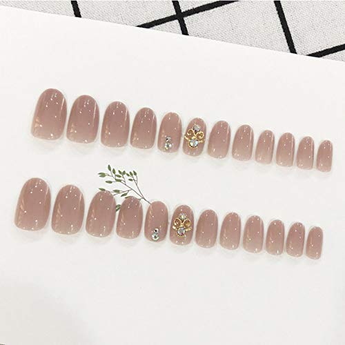 QULIN Uñas postizas Uñas falsas de cubierta completa con pegamento Rhinestone Uñas postizas Manicura Decoración de uñas Decoración de tamaño mediano Venta caliente 24 piezas/set