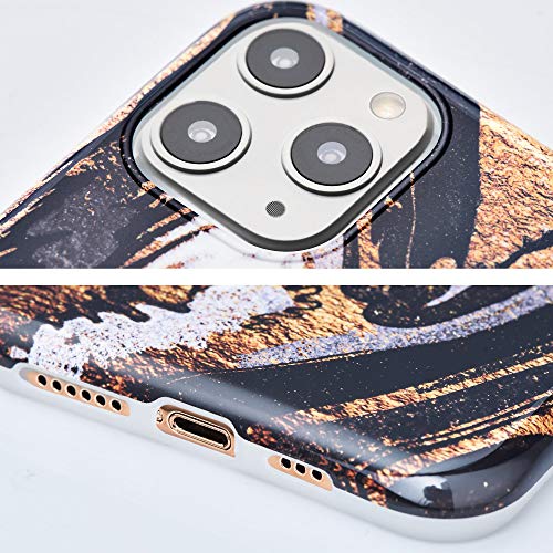 Qult Carcasa para Móvil Compatible con iPhone X, iPhone XS Funda marmol Negro Silicona Flexible Bumper Teléfono Caso para iPhone X, XS Marble Black